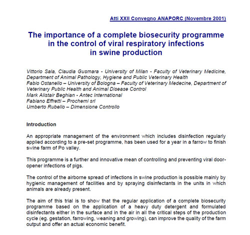 The importance of a complete biosecurity programme in the control of viral respiratory infections in swine production