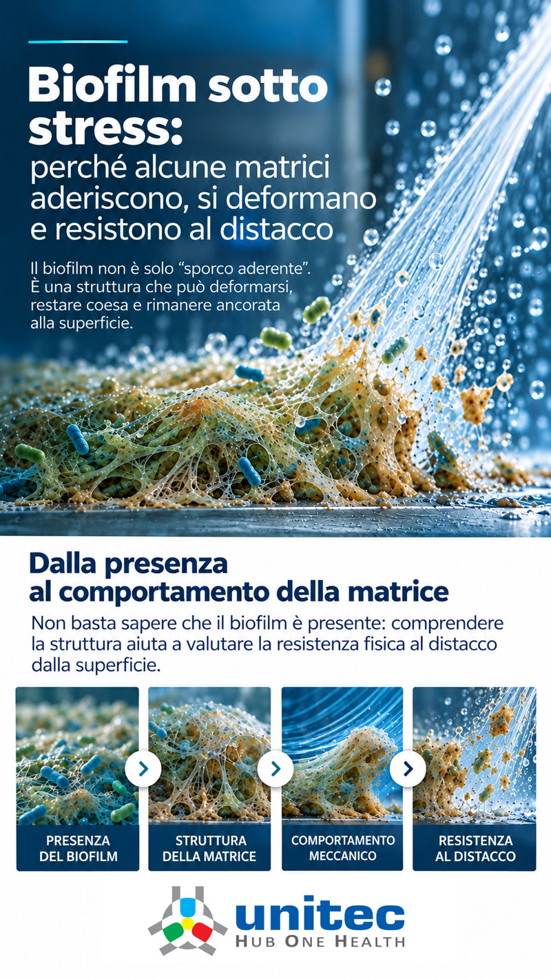 Biofilm sotto stress: perché alcune matrici aderiscono, si deformano e resistono al distacco