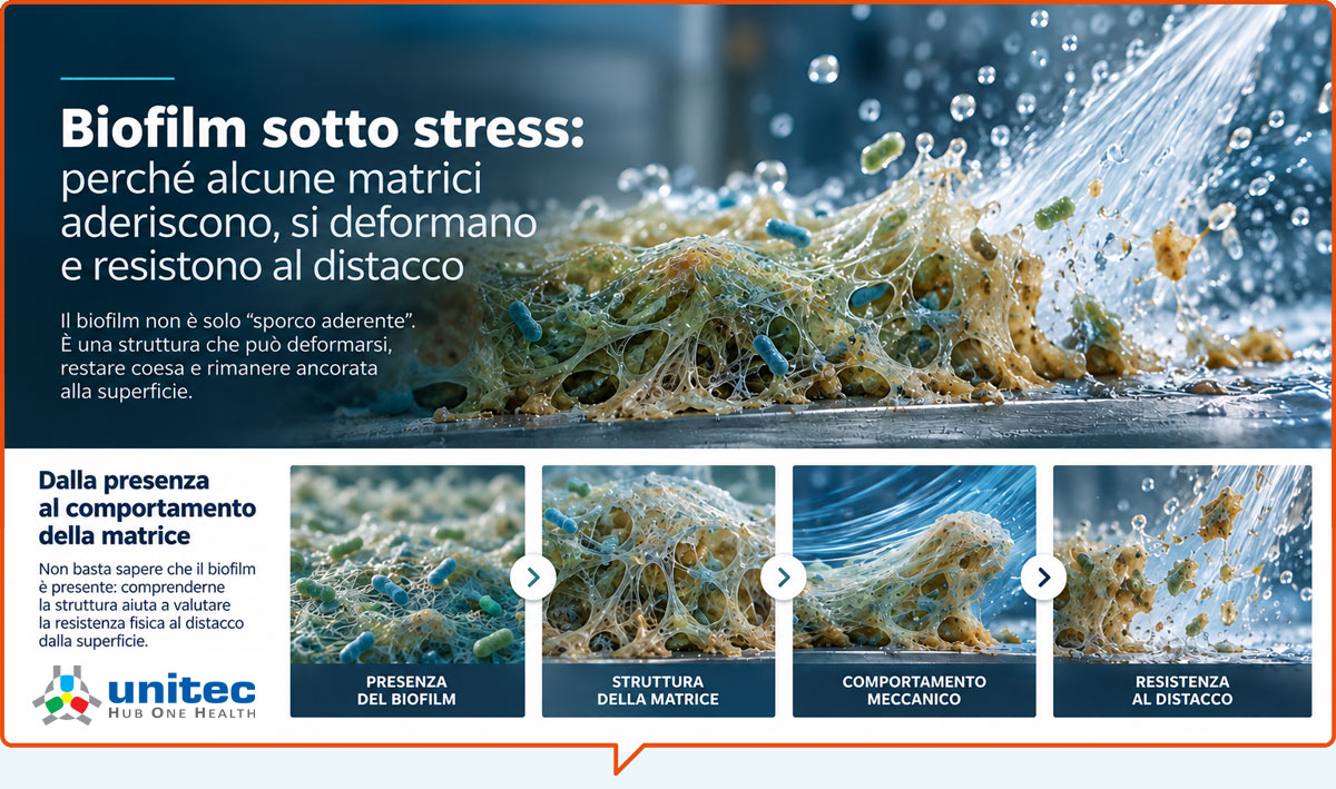 Biofilm sotto stress: perché alcune matrici aderiscono, si deformano e resistono al distacco